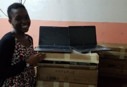 Photo of woman with laptops