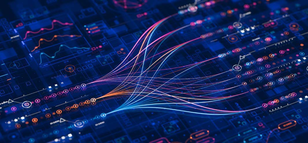 Connected data paths in a digital network.